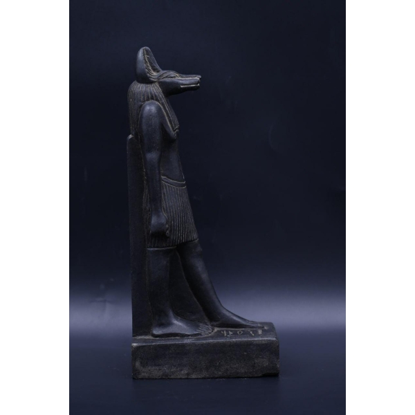 Handcrafted Basalt Stone Anubis Statue - Egyptian Mythology Decor (30cm)