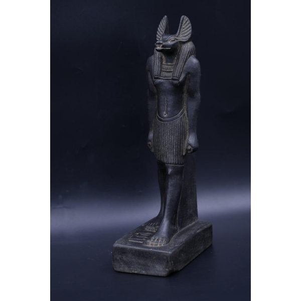 Handcrafted Basalt Stone Anubis Statue - Egyptian Mythology Decor (30cm)