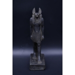 Handcrafted Basalt Stone Anubis Statue - Egyptian Mythology Decor (30cm)