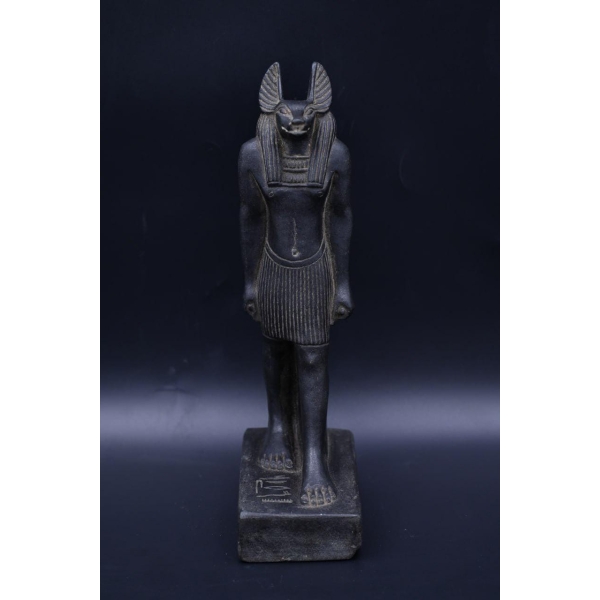 Handcrafted Basalt Stone Anubis Statue - Egyptian Mythology Decor (30cm)
