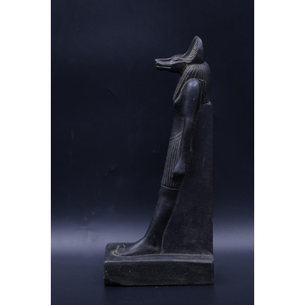 Handcrafted Basalt Stone Anubis Statue - Egyptian Mythology Decor (30cm)