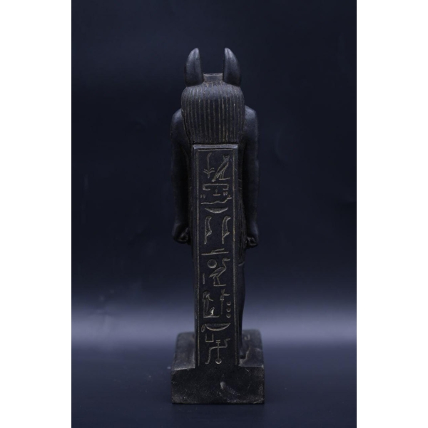 Handcrafted Basalt Stone Anubis Statue - Egyptian Mythology Decor (30cm)