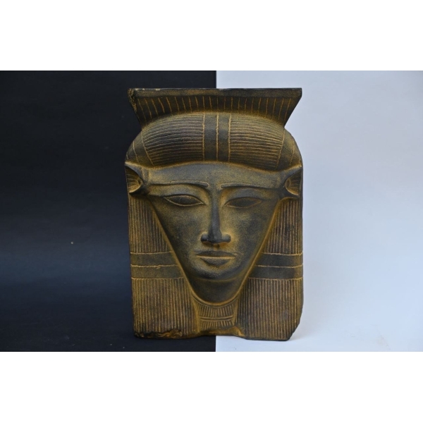Handcrafted Hathor Mask, Egyptian Goddess Statue, Ancient Mythology Decor