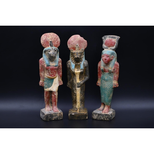 Handcrafted Hathor, Sekhmet, & Horus Statues: Egyptian Deities (20 cm)