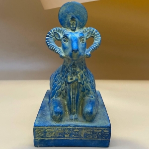 Handcrafted Khnum Statue: Ancient Egyptian Ram God Sculpture