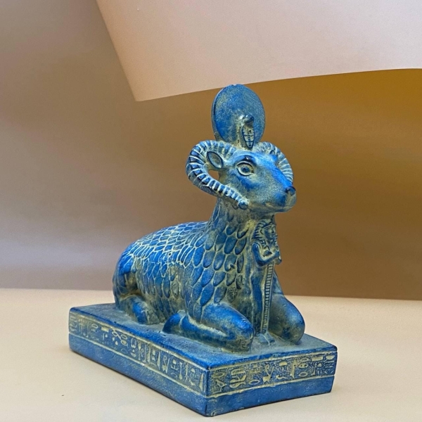 Handcrafted Khnum Statue: Ancient Egyptian Ram God Sculpture