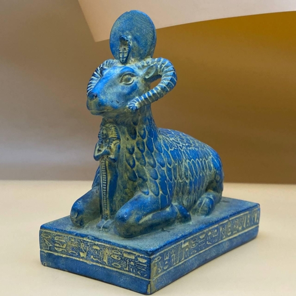 Handcrafted Khnum Statue: Ancient Egyptian Ram God Sculpture