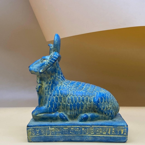 Handcrafted Khnum Statue: Ancient Egyptian Ram God Sculpture