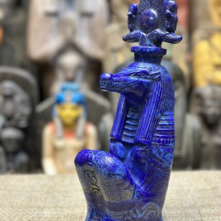 Handcrafted Lapis Lazuli Sobek Statue – Egyptian Crocodile God Art (33 cm)