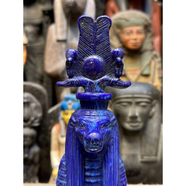 Handcrafted Lapis Lazuli Sobek Statue – Egyptian Crocodile God Art (33 cm)