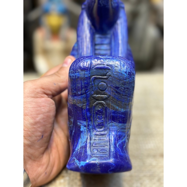 Handcrafted Lapis Lazuli Sobek Statue – Egyptian Crocodile God Art (33 cm)