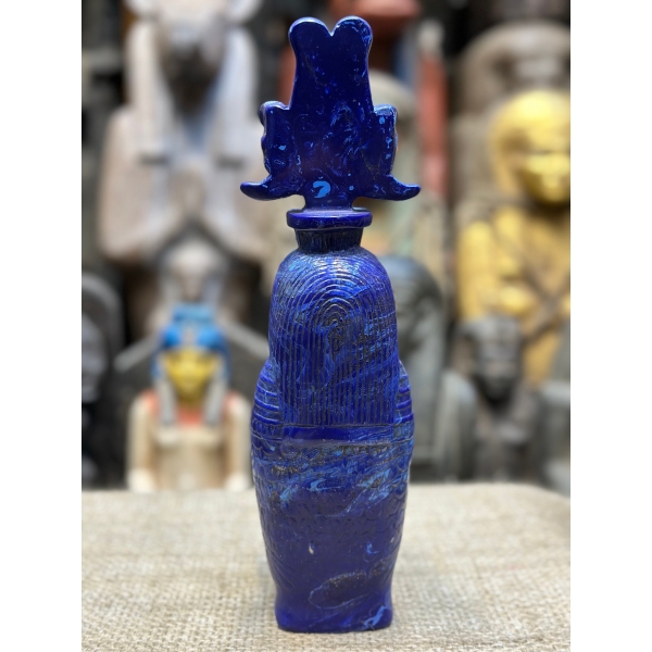 Handcrafted Lapis Lazuli Sobek Statue – Egyptian Crocodile God Art (33 cm)