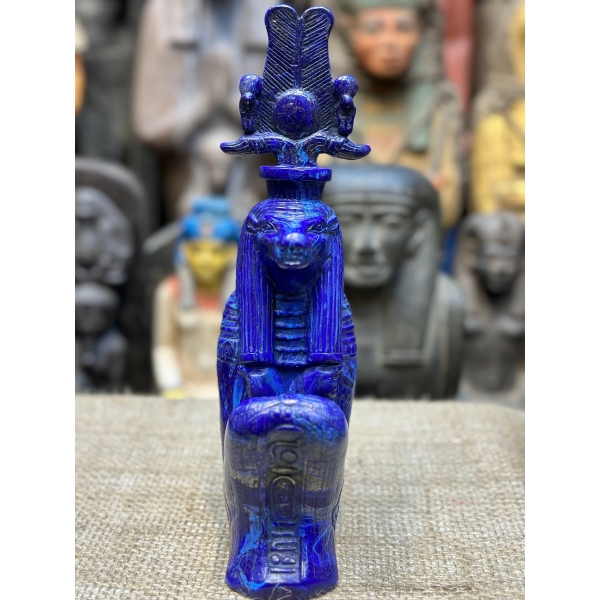 Handcrafted Lapis Lazuli Sobek Statue – Egyptian Crocodile God Art (33 cm)