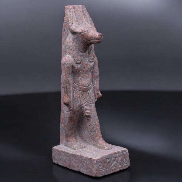 Handcrafted Red Granite Anubis Statue - Egyptian God of Afterlife (30cm)