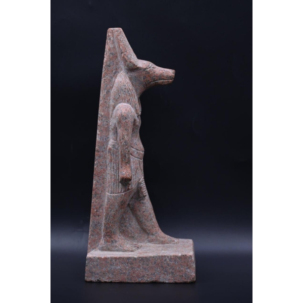 Handcrafted Red Granite Anubis Statue - Egyptian God of Afterlife (30cm)
