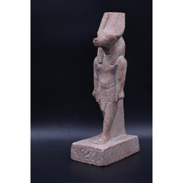 Handcrafted Red Granite Anubis Statue - Egyptian God of Afterlife (30cm)
