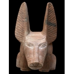 Handcrafted Red Granite Anubis Statue, Egyptian God Replica