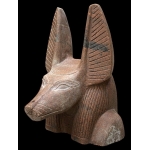 Handcrafted Red Granite Anubis Statue, Egyptian God Replica