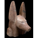 Handcrafted Red Granite Anubis Statue, Egyptian God Replica