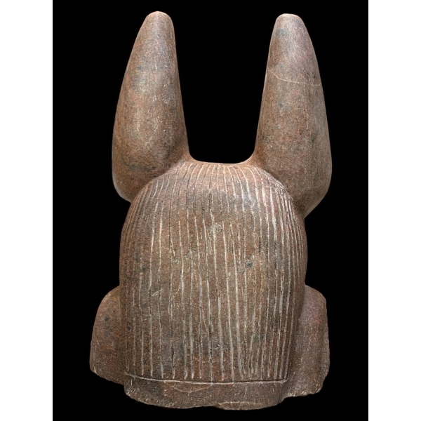 Handcrafted Red Granite Anubis Statue, Egyptian God Replica