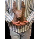 Handcrafted Red Granite Anubis Statue, Egyptian God Replica