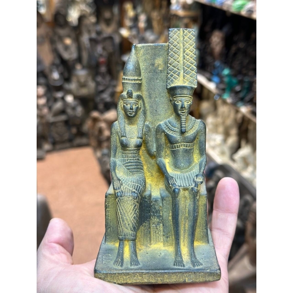 Handcrafted Stone Amun Ra and Mut Statue – Ancient Egyptian Mythology
