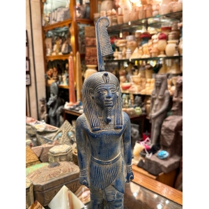 Handmade Blue Stone Statue: Egyptian God Shu, God of Air (35 cm)