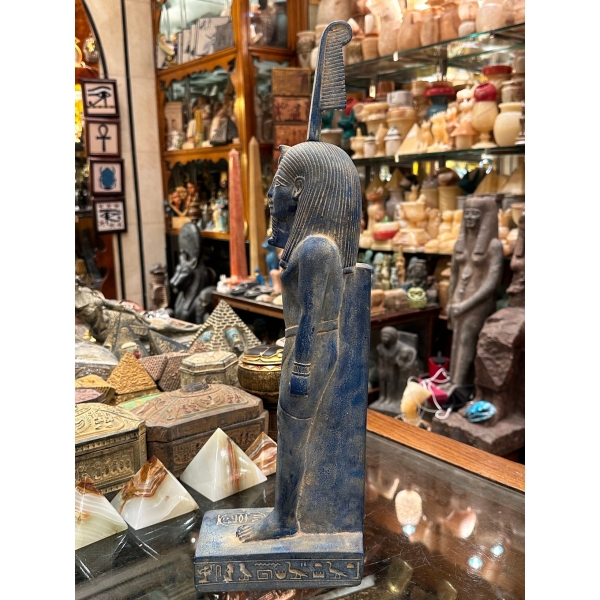 Handmade Blue Stone Statue: Egyptian God Shu, God of Air (35 cm)