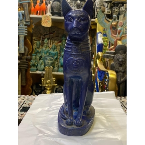 Handmade Gemstone Bastet Statue: Egyptian Goddess Home Decor
