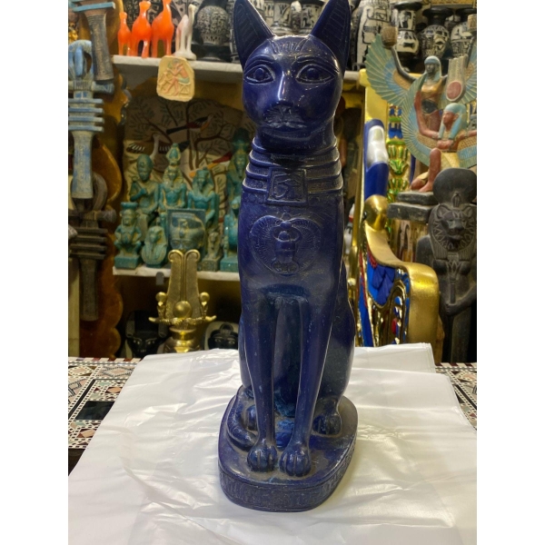 Handmade Gemstone Bastet Statue: Egyptian Goddess Home Decor