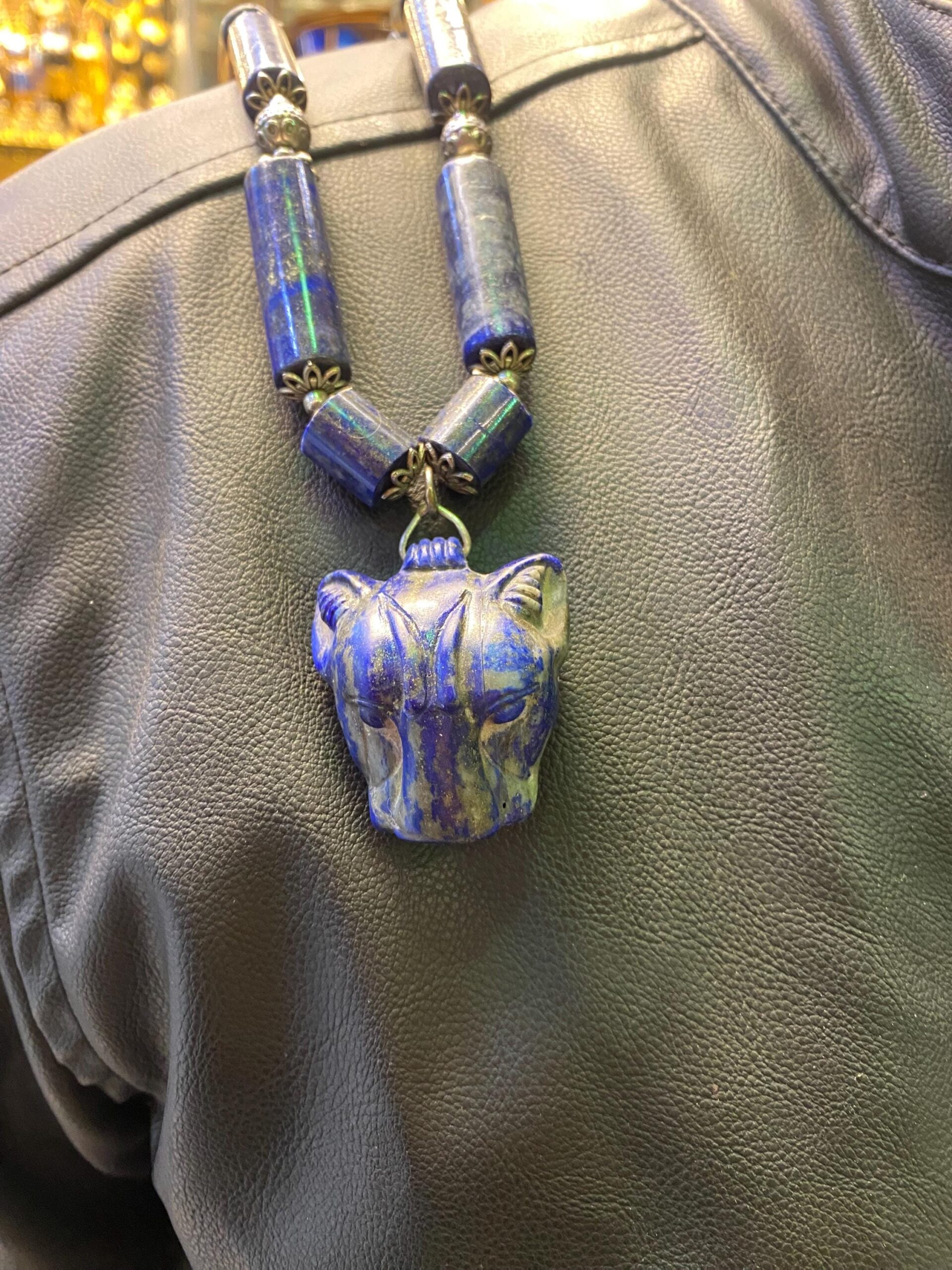 Lapis Lazuli Sekhmet Necklace: Egyptian Goddess Jewelry