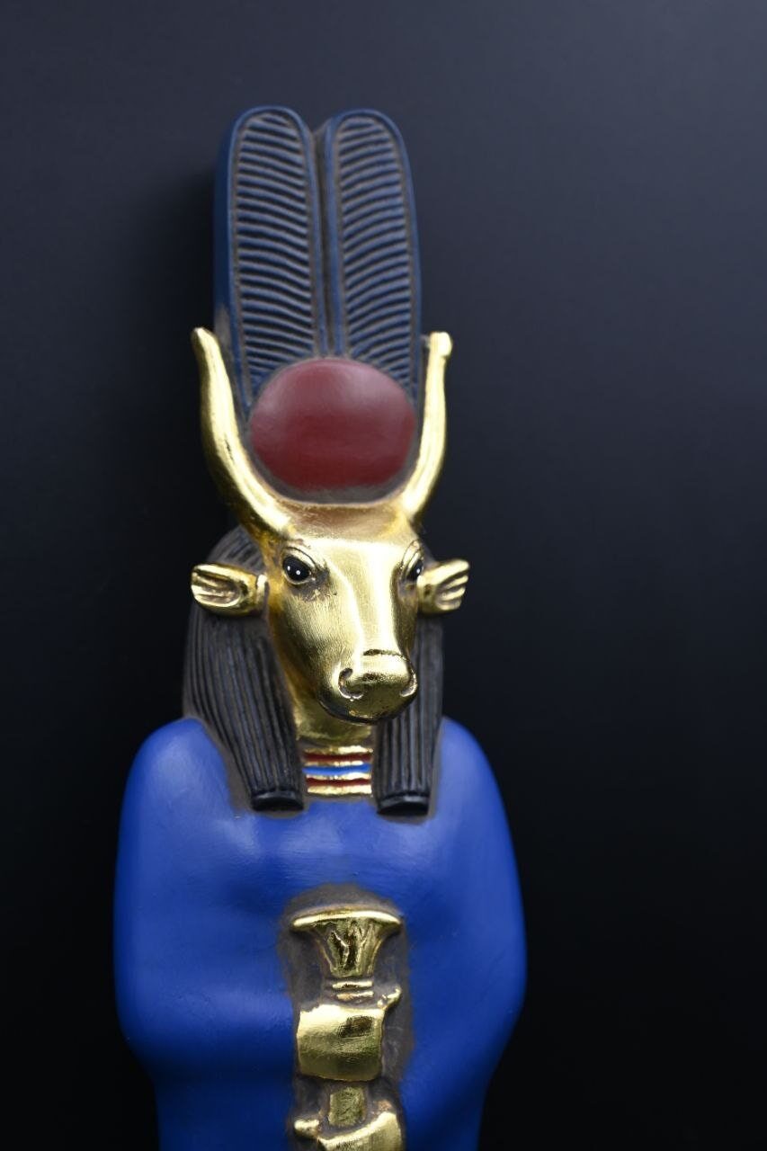 Hathor-EgyptianStatue-Goddess of heaven,love,beauty, happiness-fertility in ancient Egyptian mythology-sculpture antiques statue-Egypt myths