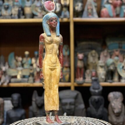 Hathor-Goddess of heaven, love, beauty, happiness and fertility in ancient Egyptian mythology-sculpture antiques statue - صورة إضافية 2