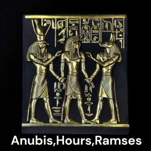 Horus, Anubis & King Tut Relief: Handmade Egyptian Antique Replica