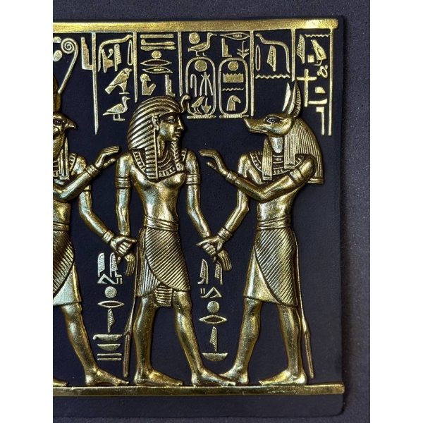 Horus, Anubis & King Tut Relief: Handmade Egyptian Antique Replica