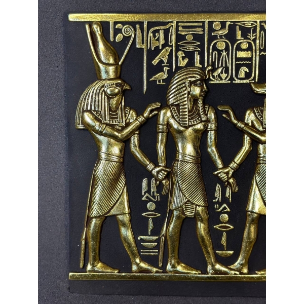 Horus, Anubis & King Tut Relief: Handmade Egyptian Antique Replica