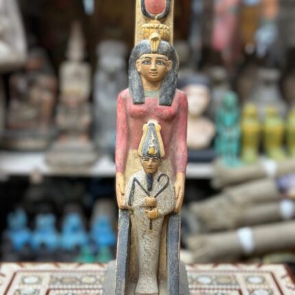 Isis and Osiris Statue, Egyptian Limestone Sculpture, Goddess of Protection