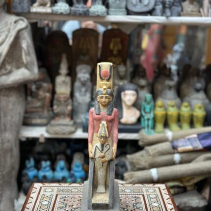 Isis and Osiris Statue, Egyptian Limestone Sculpture, Goddess of Protection - صورة إضافية 2