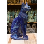 Lapis Lazuli Cat Bastet Statue, Egyptian Goddess Carving