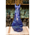 Lapis Lazuli Cat Bastet Statue, Egyptian Goddess Carving