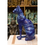 Lapis Lazuli Cat Bastet Statue, Egyptian Goddess Carving