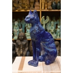Lapis Lazuli Cat Bastet Statue, Egyptian Goddess Carving
