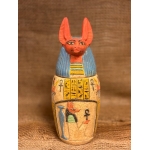 Limestone Canopic Jar, Anubis Sculpture, Egyptian Decor