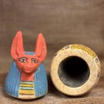Limestone Canopic Jar, Anubis Sculpture, Egyptian Decor - صورة إضافية 4