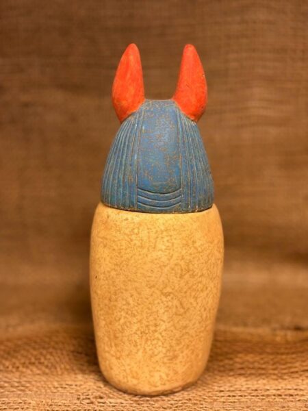 Limestone Canopic Jar, Anubis Sculpture, Egyptian Decor - صورة إضافية 5
