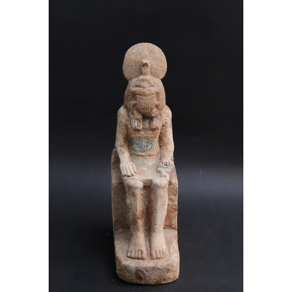 Limestone Khepri Statue: Egyptian Scarab God Sculpture