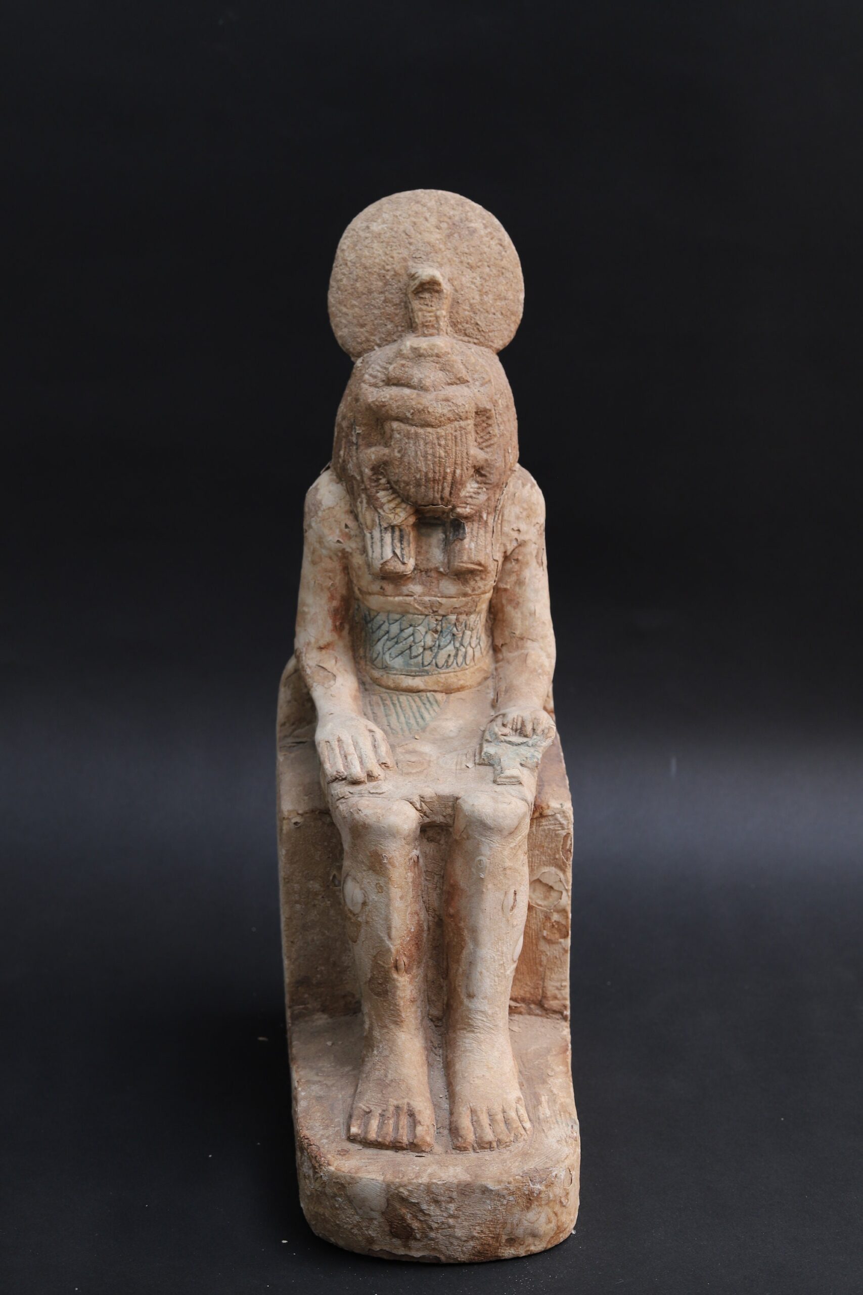 Limestone Khepri Statue: Egyptian Scarab God Sculpture