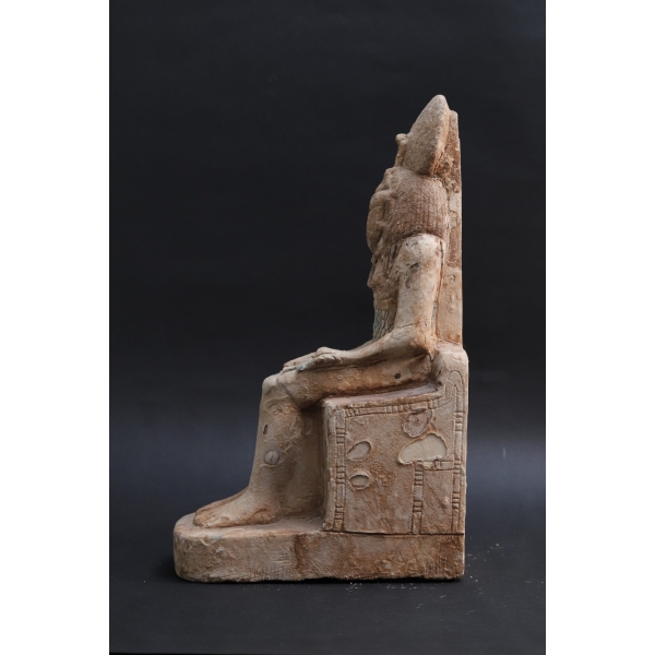 Limestone Khepri Statue: Egyptian Scarab God Sculpture