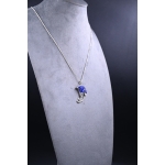 Lotus flower/amulet-necklace-silver inlaid with lapis lazuli stone-Egyptian pendant-handcrafted-Egyptian Mythology-ancient Egyptian symbol