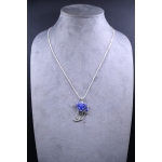 Lotus flower/amulet-necklace-silver inlaid with lapis lazuli stone-Egyptian pendant-handcrafted-Egyptian Mythology-ancient Egyptian symbol
